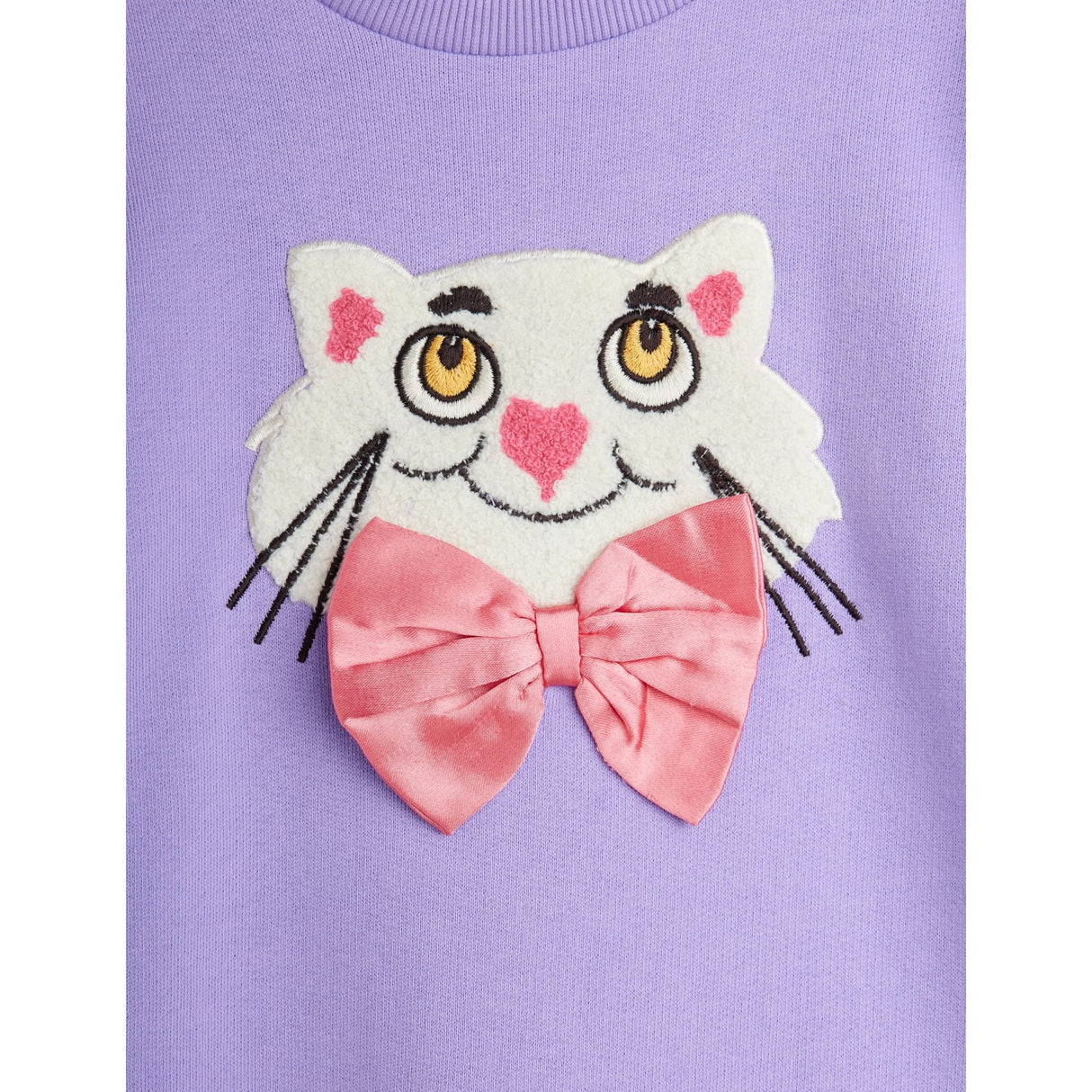 Mini Rodini Purple Cat Med Bowtie Chenille Sweatdress