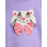 Mini Rodini Purple Cat Med Bowtie Chenille Sweatdress