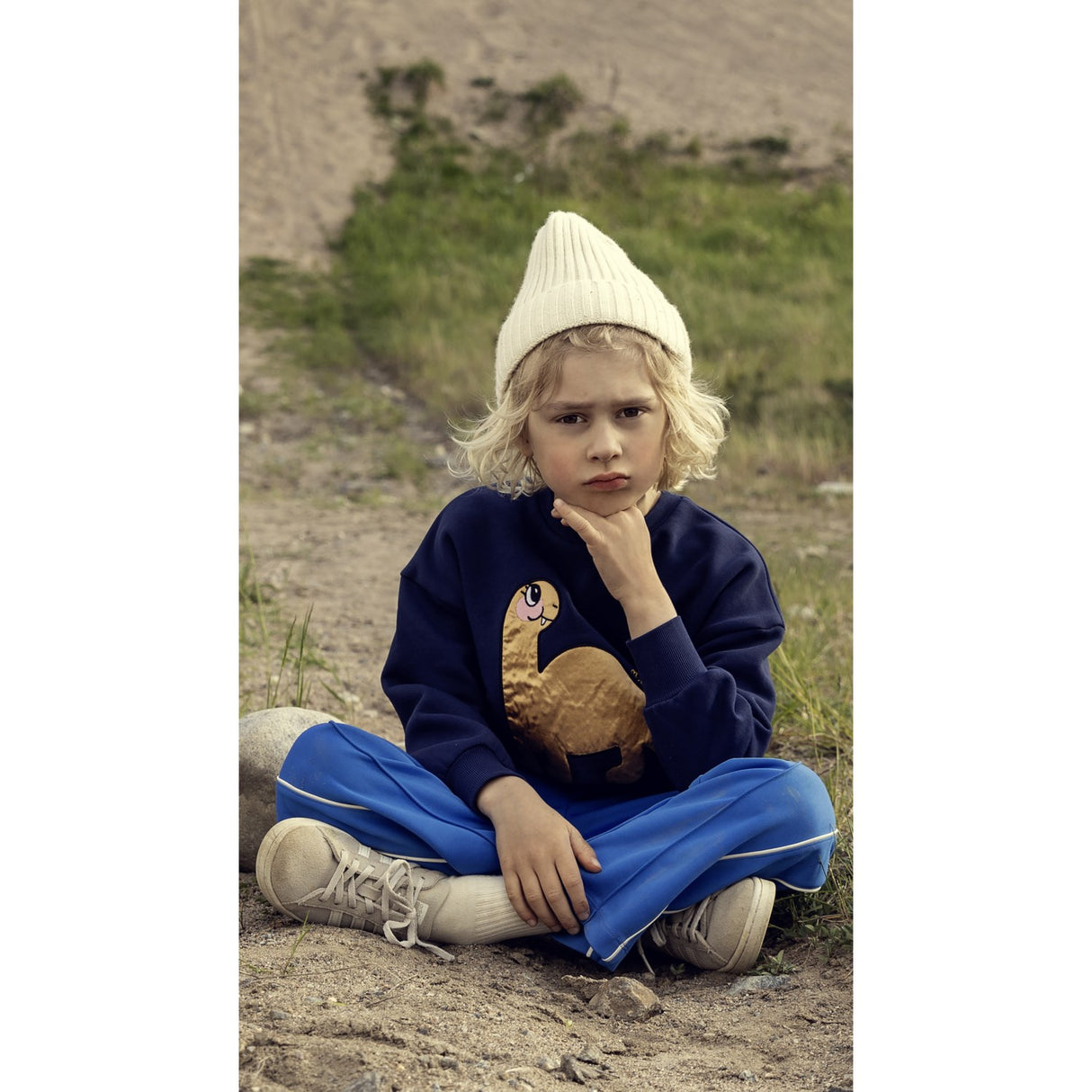 Mini Rodini Blue Dino Application Sweatshirt