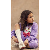 Mini Rodini Purple Cat Med Bowtie Chenille Sweatshirt