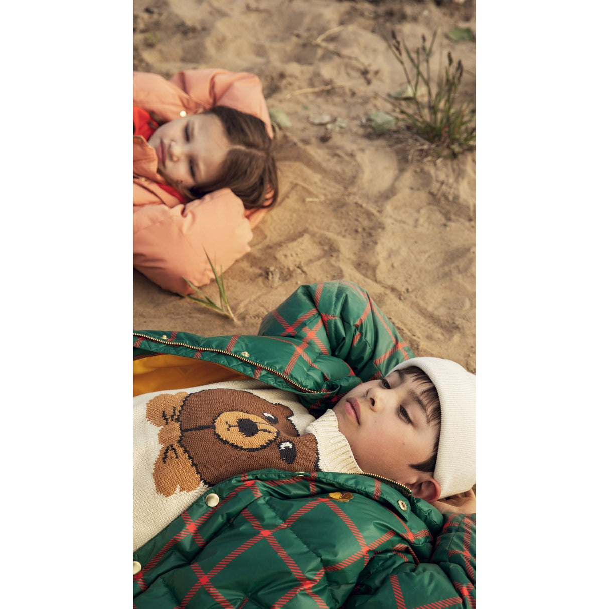 Mini Rodini Off-white Björn Intarsia Stickad Sweater