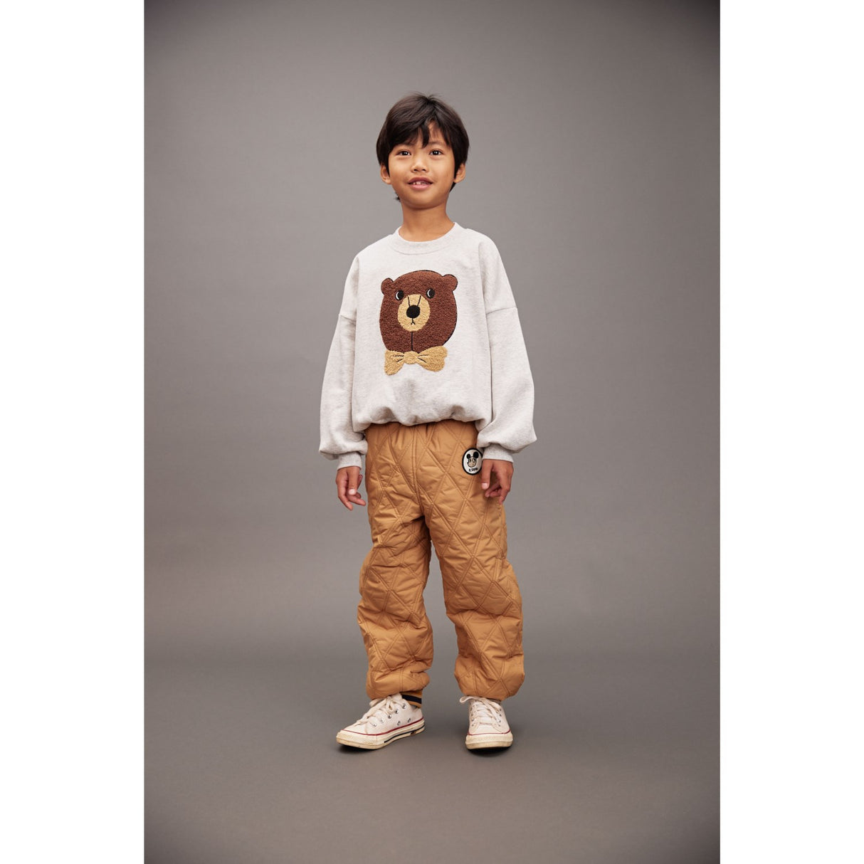 Mini Rodini Beige Ritzratz Patch Quiltad Outerwear Trousers