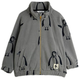 Mini Rodini Grey Penguin AOP Fleece Jacka