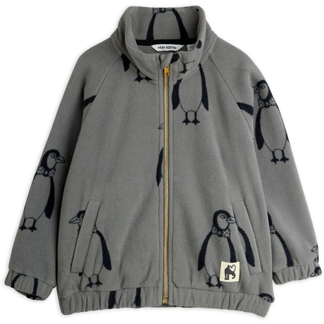 Mini Rodini Grey Penguin AOP Fleece Jacka