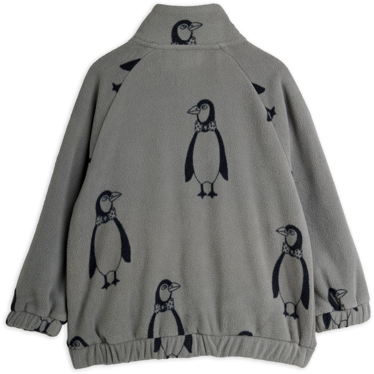Mini Rodini Grey Penguin AOP Fleece Jacka