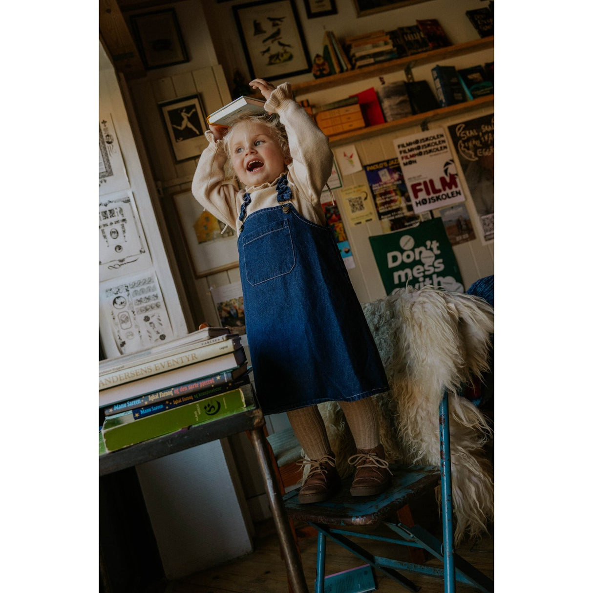 Fliink Dark Denim Blue Don Denim Overalldress