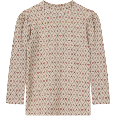 Fliink Sandshell Heart Aop Kelly Heart Ls Puff Blus