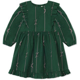 Fliink Hunter Green Bow Aop Bowie Ls Klänning