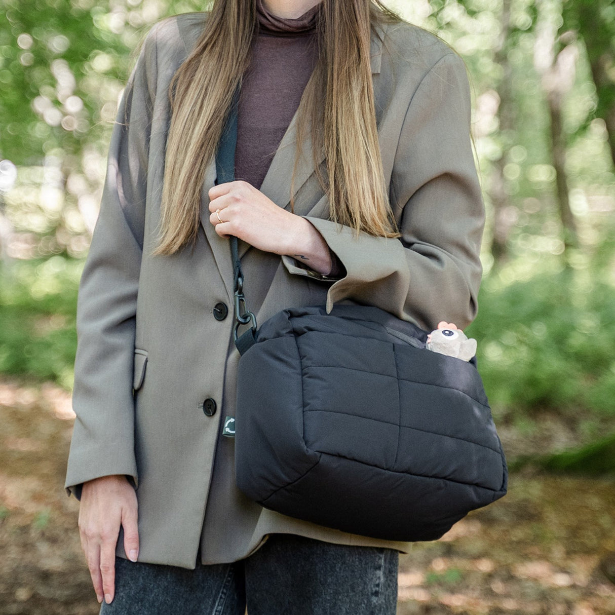 DonebyDeer Black Quiltad Barnevognstaske