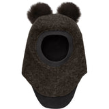 Huttelihut Dark Brown Melange Elefanthatt Ull Alpaca Pompoms