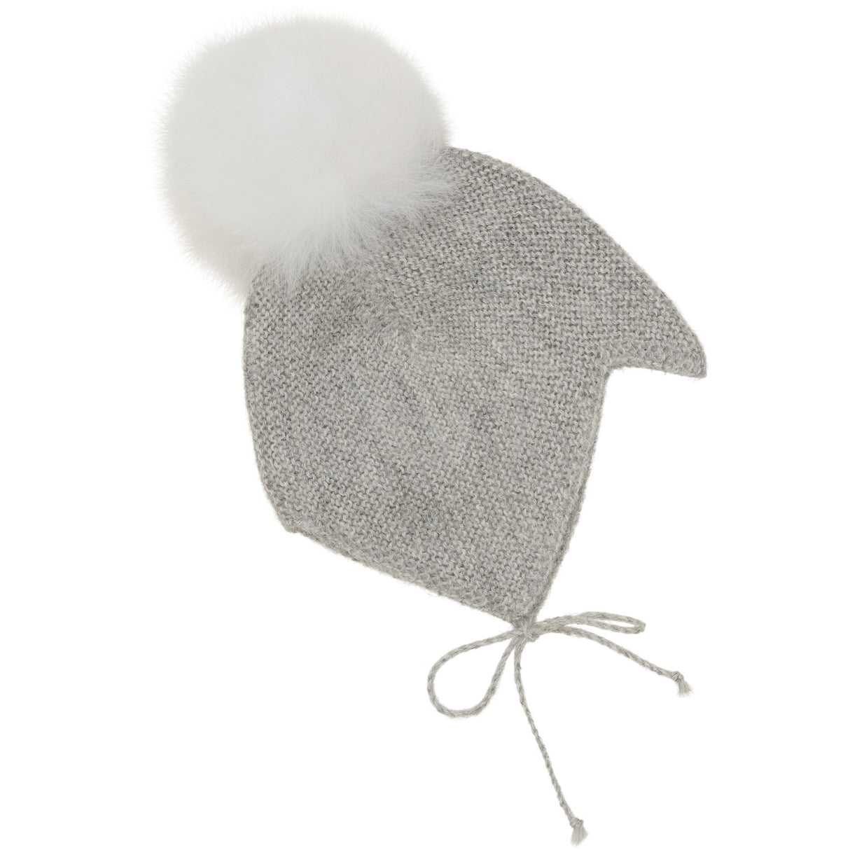 Huttelihut Medium Grey Melange Bonnet Ull Stickad Alpaca Pompom