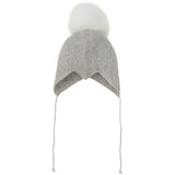 Huttelihut Medium Grey Melange Bonnet Ull Stickad Alpaca Pompom