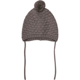 Huttelihut Brown Melange Bonnet Ull Stickad Pompom