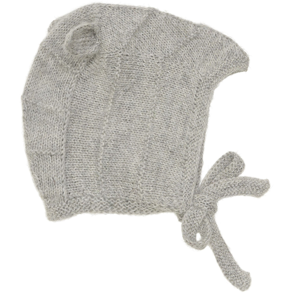 Huttelihut Medium Grey Melange Bonnet Ears Alpaca Ull Stickad
