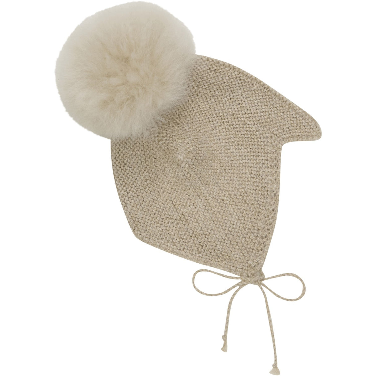 Huttelihut Camel Melange Bonnet Ull Stickad Alpaca Pompom