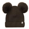 Huttelihut Dark Brown Melange Mössa Stickad Alpaca Pompoms