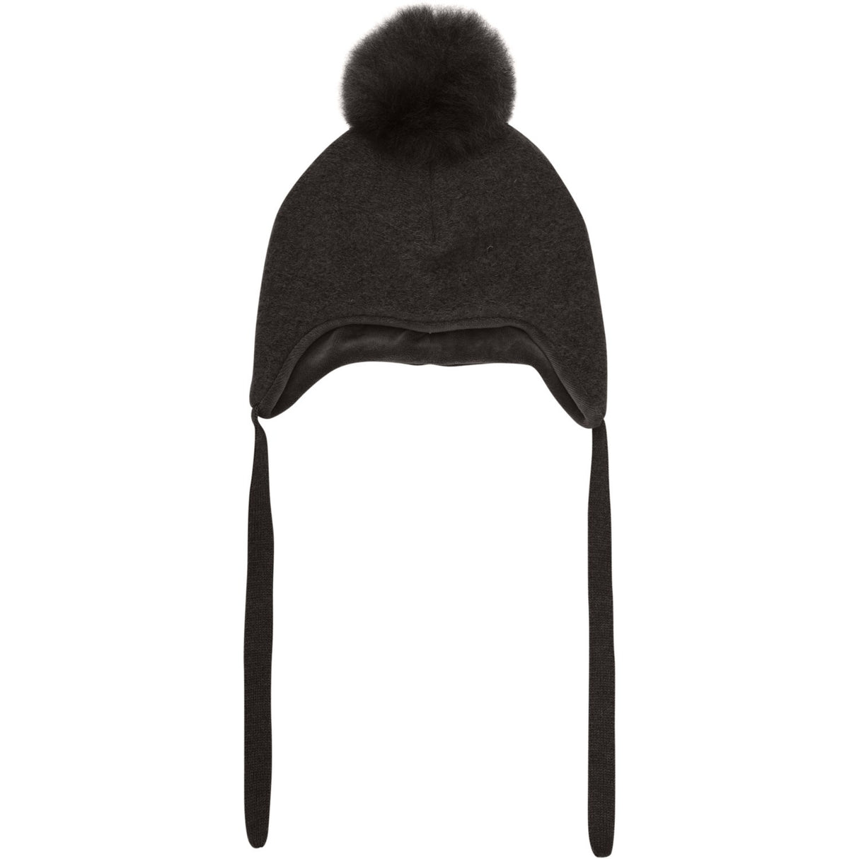 Huttelihut Dark Brown Melange Bonnet Ull Alpaca Pompom