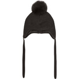 Huttelihut Dark Brown Melange Bonnet Ull Alpaca Pompom