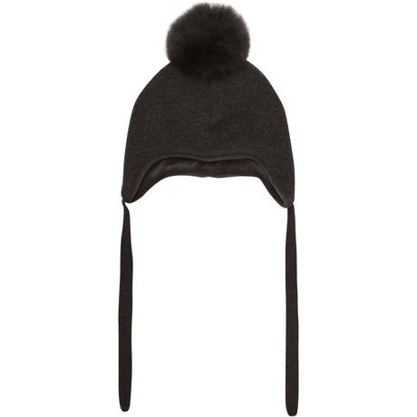 Huttelihut Dark Brown Melange Bonnet Ull Alpaca Pompom