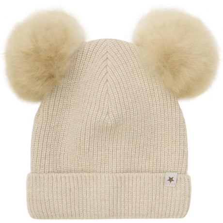 Huttelihut Sand Melange Mössa Stickad Alpaca Pompoms