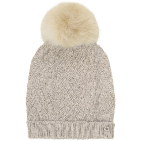 Huttelihut Camel Melange Mössa Ull Stickad Alpaca Pompom