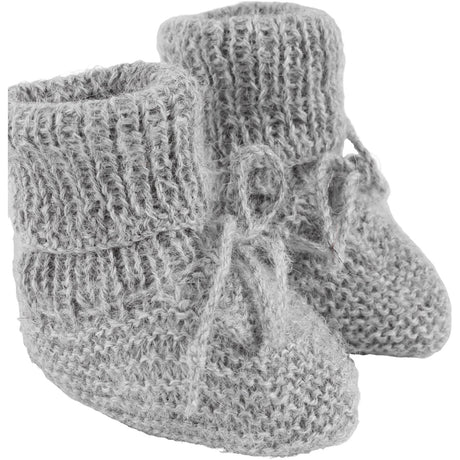 Huttelihut Medium Grey Melange Footies Alpaca Ull Stickad