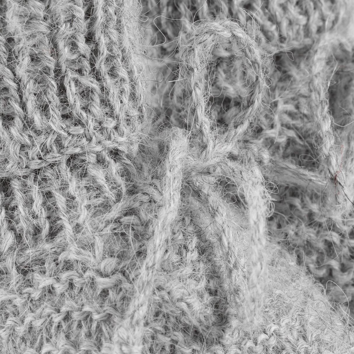 Huttelihut Medium Grey Melange Footies Alpaca Ull Stickad