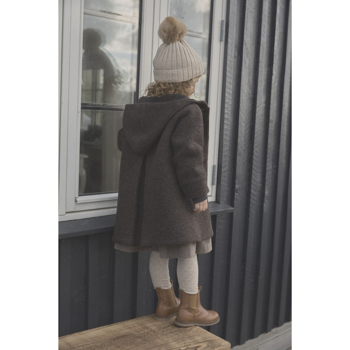 Huttelihut Sand Melange Mössa Stickad Alpaca Pompom