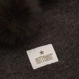 Huttelihut Dark Brown Melange Elefanthatt Ull Alpaca Pompoms
