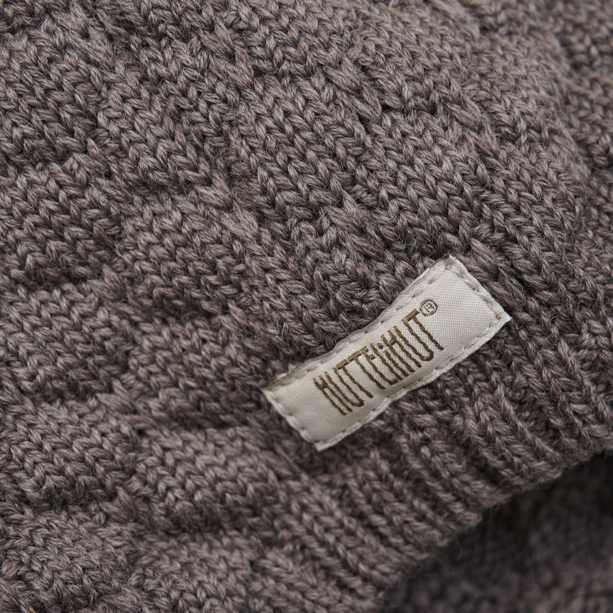 Huttelihut Brown Melange Bonnet Ull Stickad Pompom