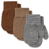 Konges Sløjd Grey Melange/Beige/Brown 3 Pack Filla Vantar