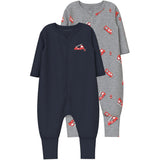Name It Grey Melange Nbmnightsuit 2P Zip Ff Firetruck Noos