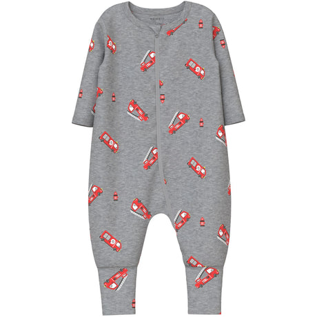 Name It Grey Melange Nbmnightsuit 2P Zip Ff Firetruck Noos