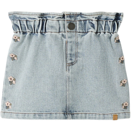 Lil'Atelier Medium Blue Denim Flower Emb Nmfdarlee Doa Dnm Kjol 4499-Se Lil