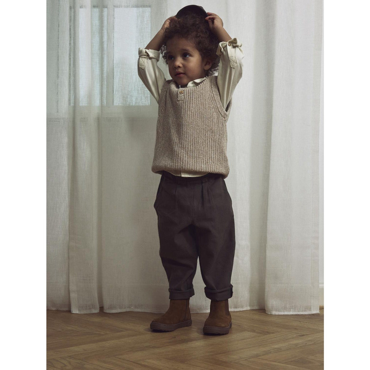 Lil'Atelier Oxford Tan Melange Nmmrokko Stickad Väst Lil