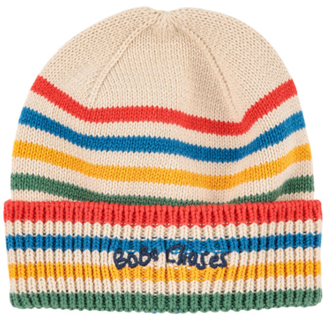 Bobo Choses Offwhite Tic Tac Toe Stickad Striped Beanie