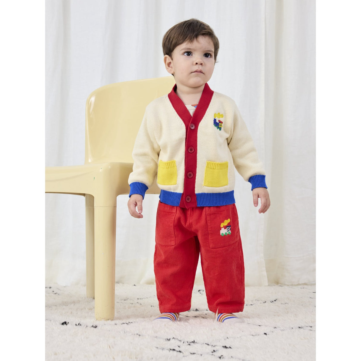 Bobo Choses Offwhite Bobo Choo Choo Färg Block Cardigan