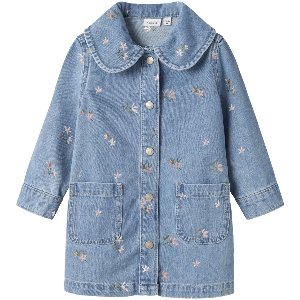 Name It Light Blue Denim Flower Emb Nmfpiper Ls Dnm Klänning 3614-Za