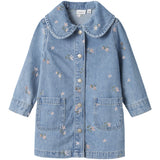 Name It Light Blue Denim Flower Emb Nmfpiper Ls Dnm Klänning 3614-Za