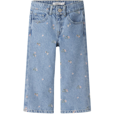 Name It Light Blue Denim Flower Emb Nmfrose Wide Jeans 3614-Za