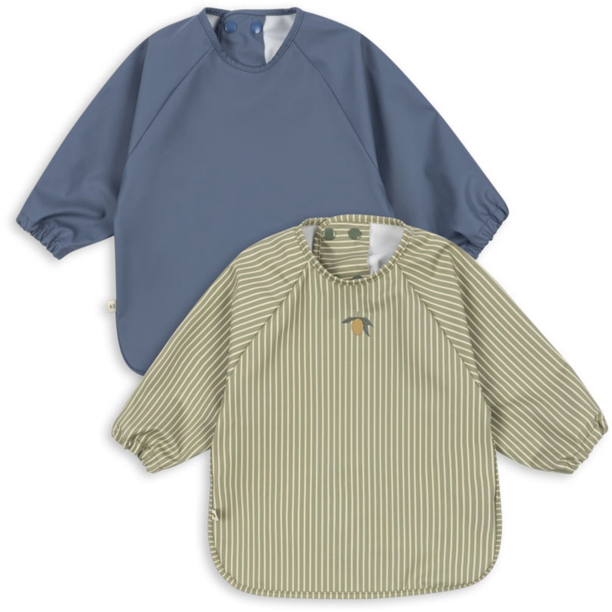 Konges Sløjd Tea Stripe/Flint Stone 2 Pack Dinner Haklapp Med Ärmar