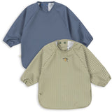 Konges Sløjd Tea Stripe/Flint Stone 2 Pack Dinner Haklapp Med Ärmar