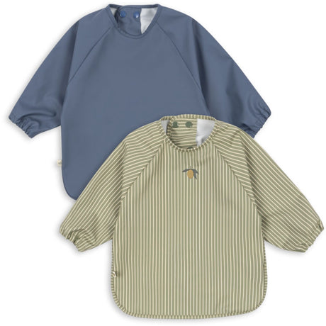 Konges Sløjd Tea Stripe/Flint Stone 2 Pack Dinner Haklapp Med Ärmar