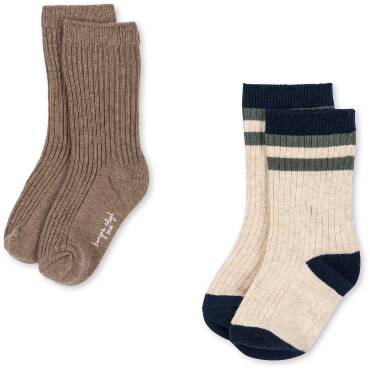 Konges Sløjd Navy Stripe 2 Pack Rib Strumpor