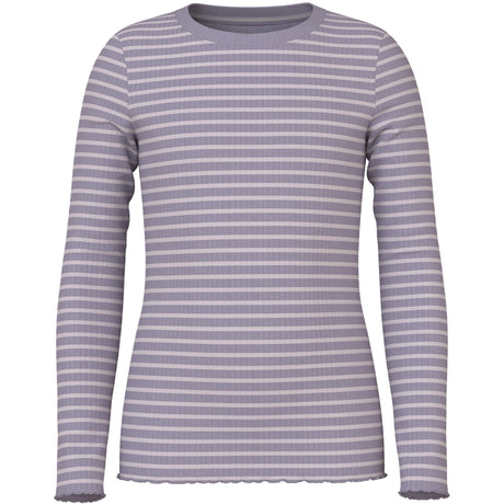 Name It Lavender Gray Lilac Marble Stripe Nmfvemma Ls Slim Topp