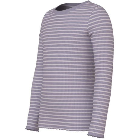 Name It Lavender Gray Lilac Marble Stripe Nmfvemma Ls Slim Topp