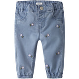Name It Denim Blue Flower Emb Nbfrose Shaped R Emb Jeans 5321-Yb H