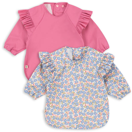 Konges Sløjd Fleur Rosier/Chateau Rose 2 Pack Dinner Haklapp Med Ärmar Och Frill