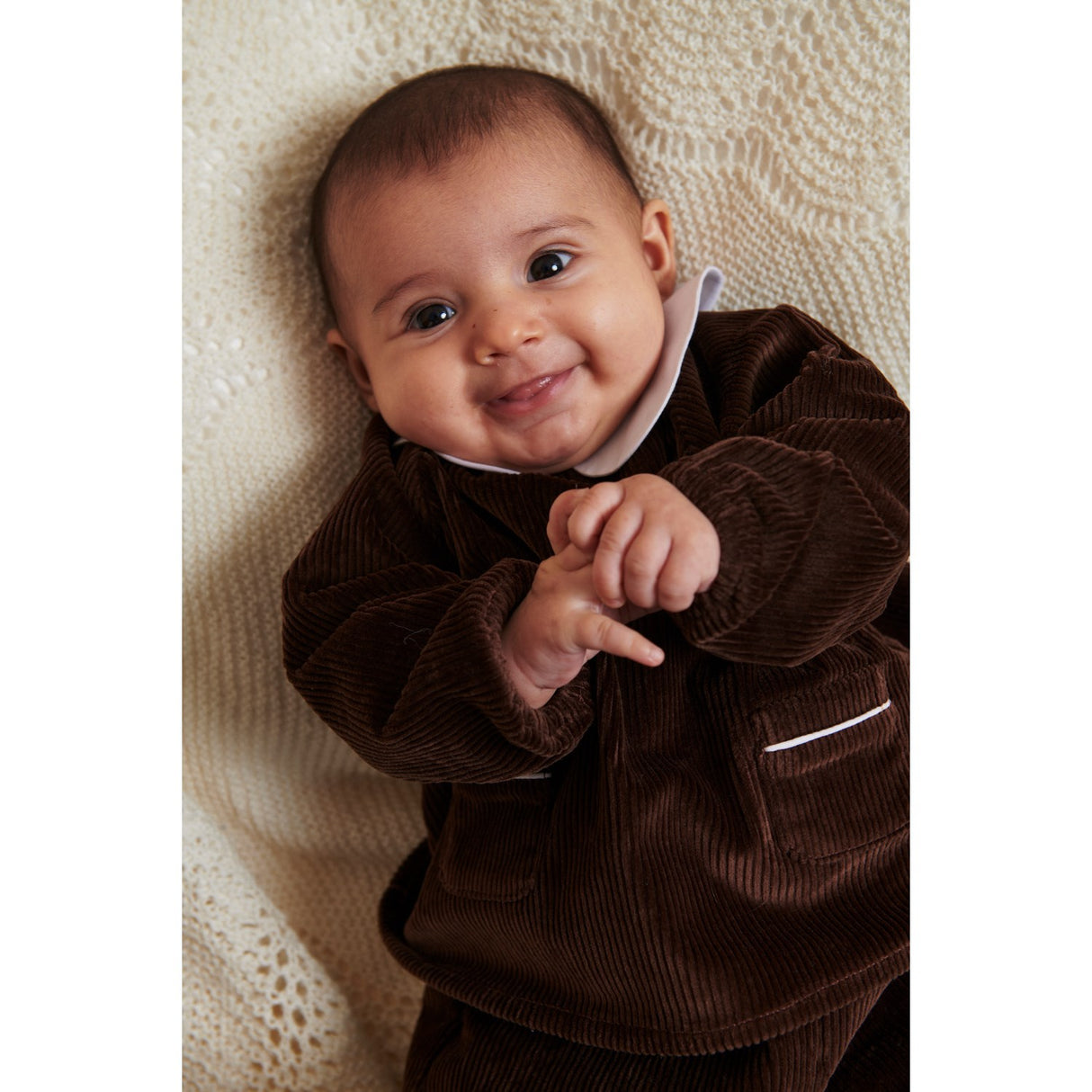 COPENHAGEN COLORS Dk.Brown Comb. Corduroy Baby Sett W. Krage