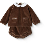COPENHAGEN COLORS Dk.Brown Comb. Corduroy Baby Sett W. Krage